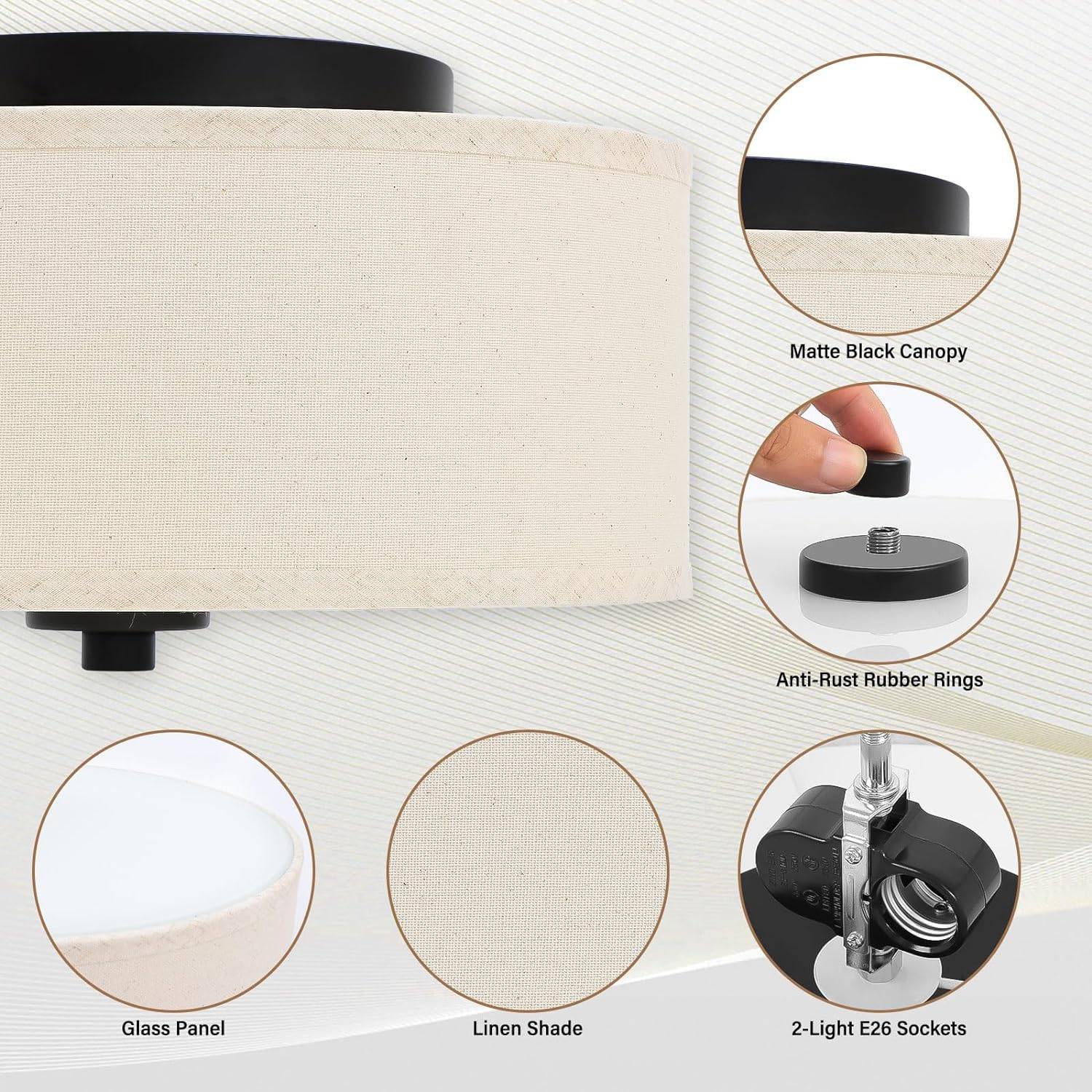 Two-Light Ceiling Flush Mount: image 4