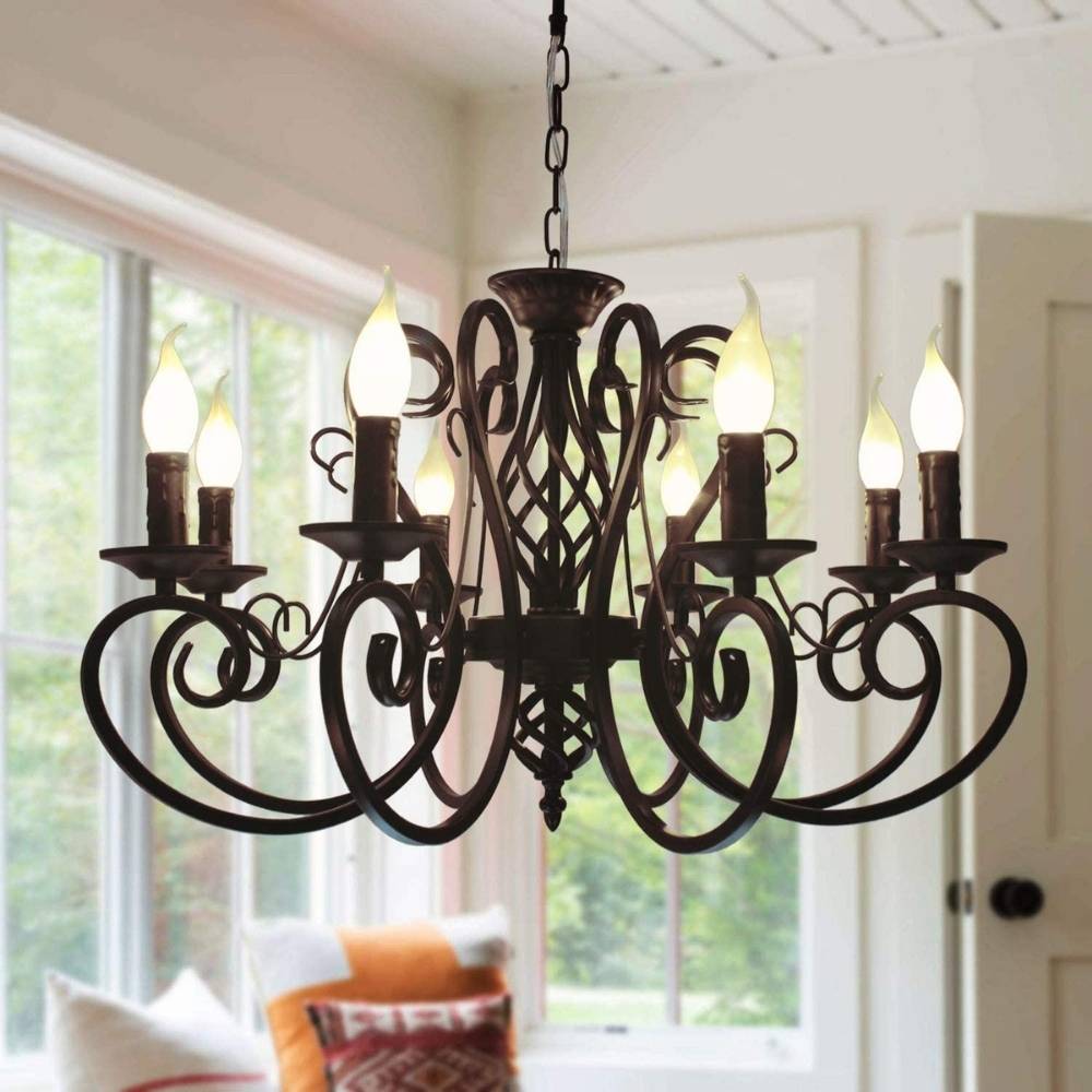 Rustic Vintage Metal Chandelier, Black: image 1