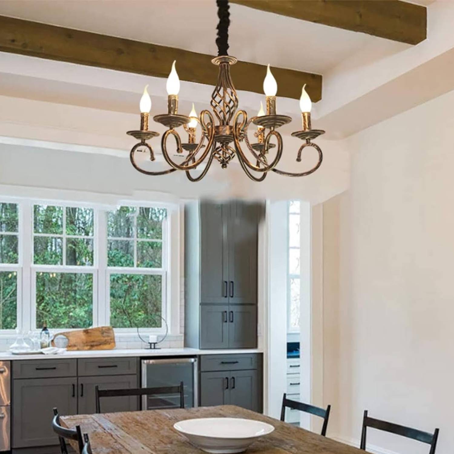 Rustic Vintage Metal Chandelier, Black: image 3