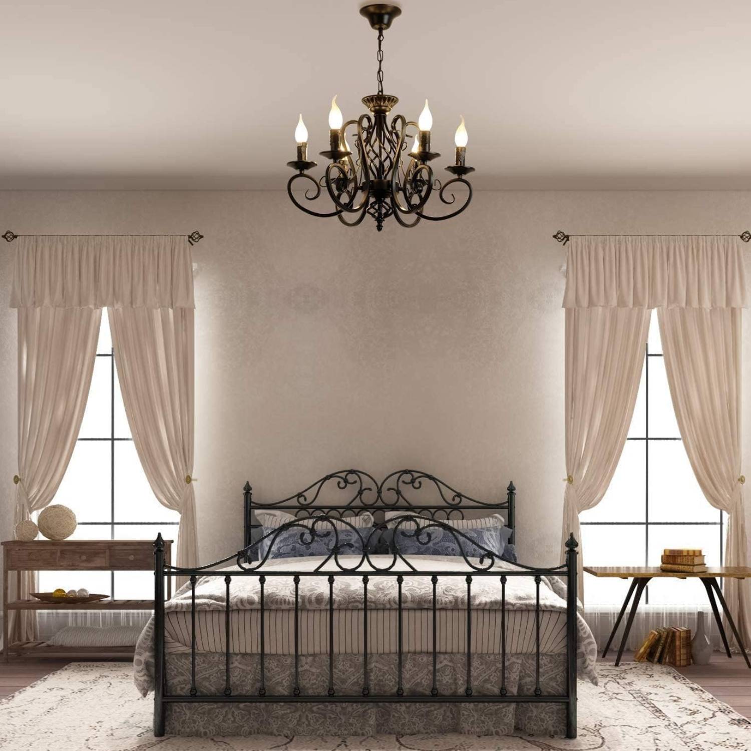 Rustic Vintage Metal Chandelier, Black: image 5