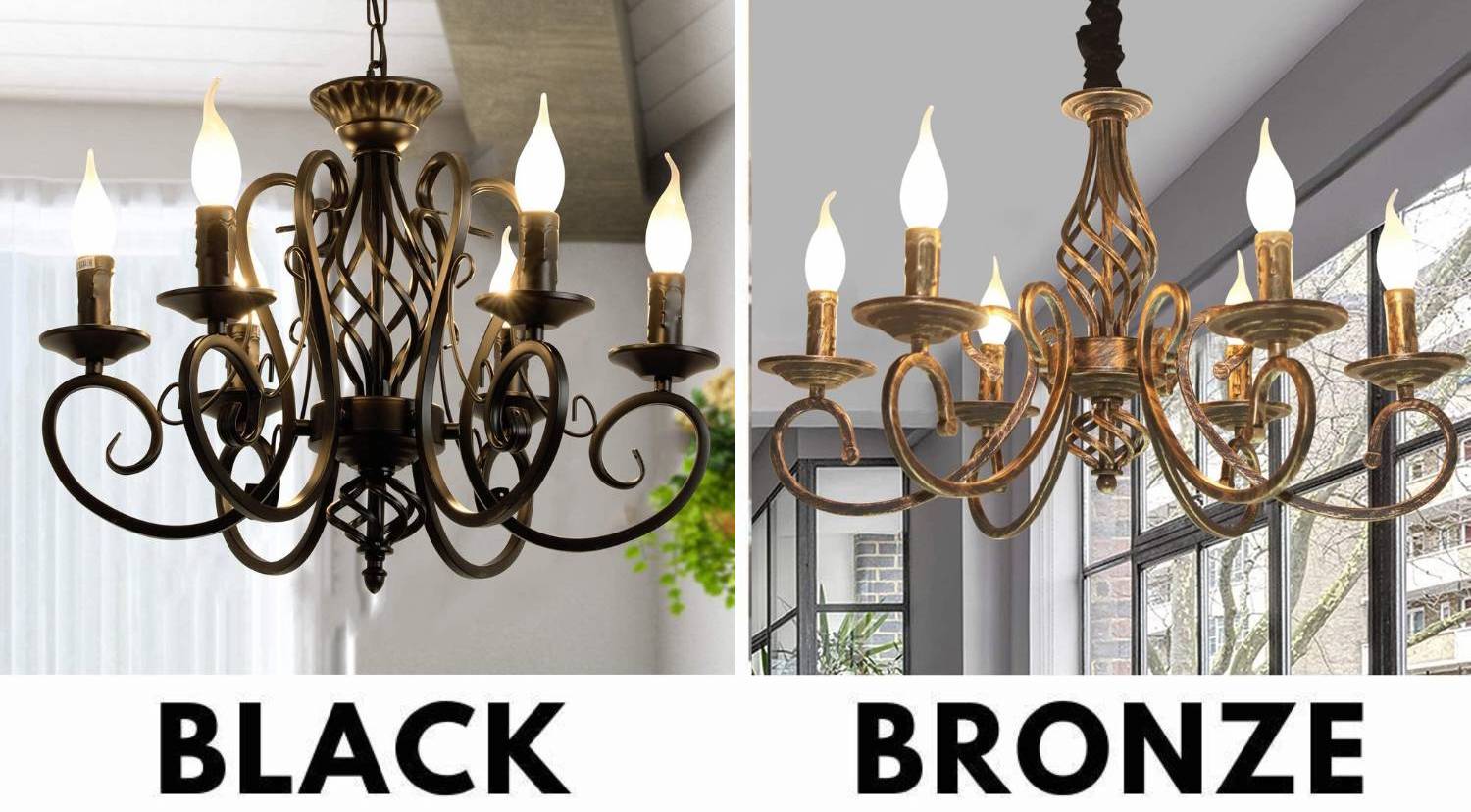 Rustic Vintage Metal Chandelier, Black: image 7