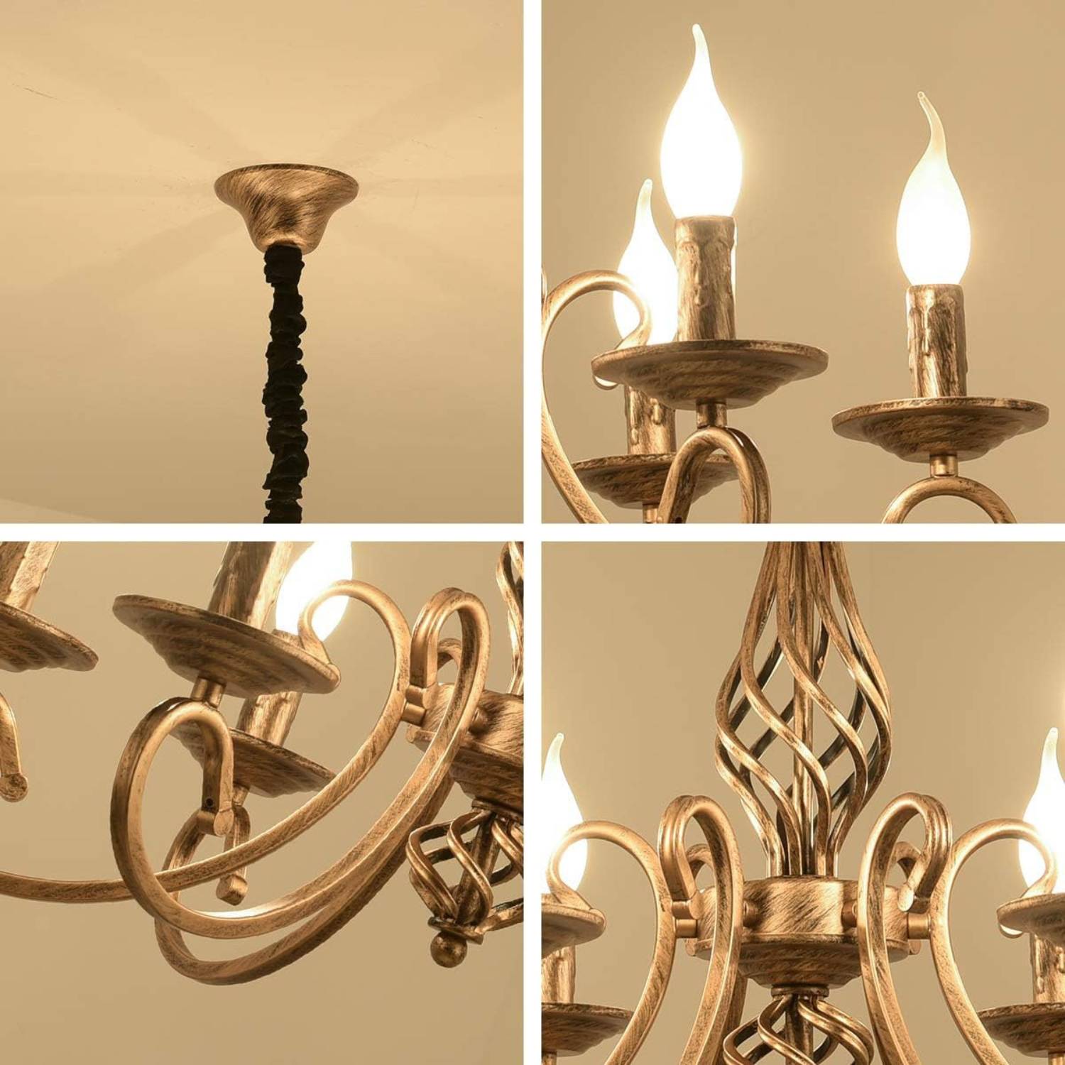 Rustic Vintage Metal Chandelier, Black: image 10