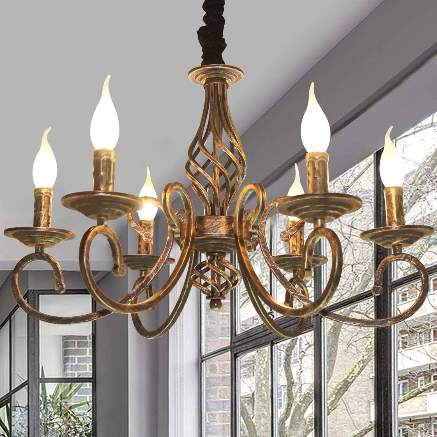 Rustic Vintage Metal Chandelier, Black: image 12