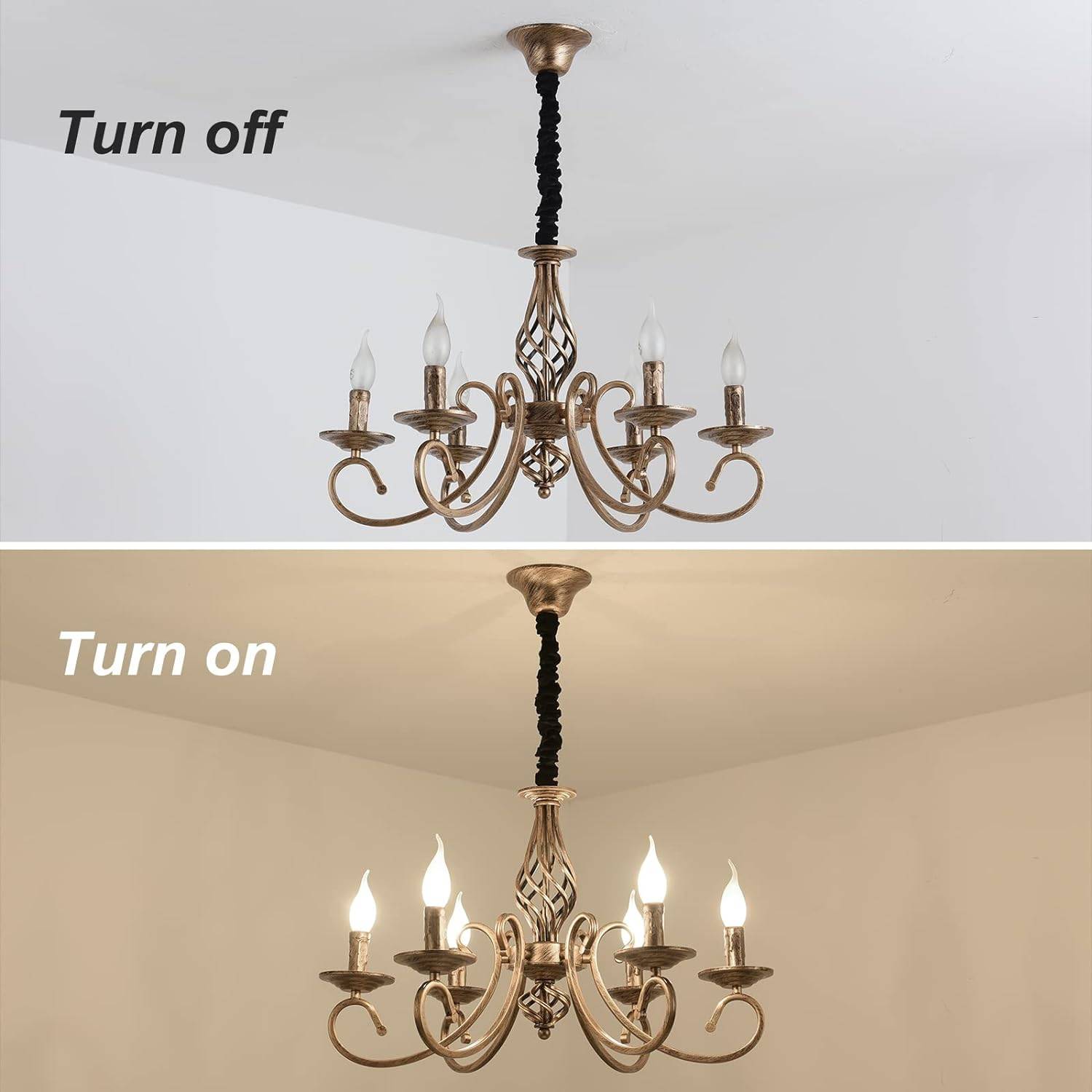 Rustic Vintage Metal Chandelier, Black: image 14