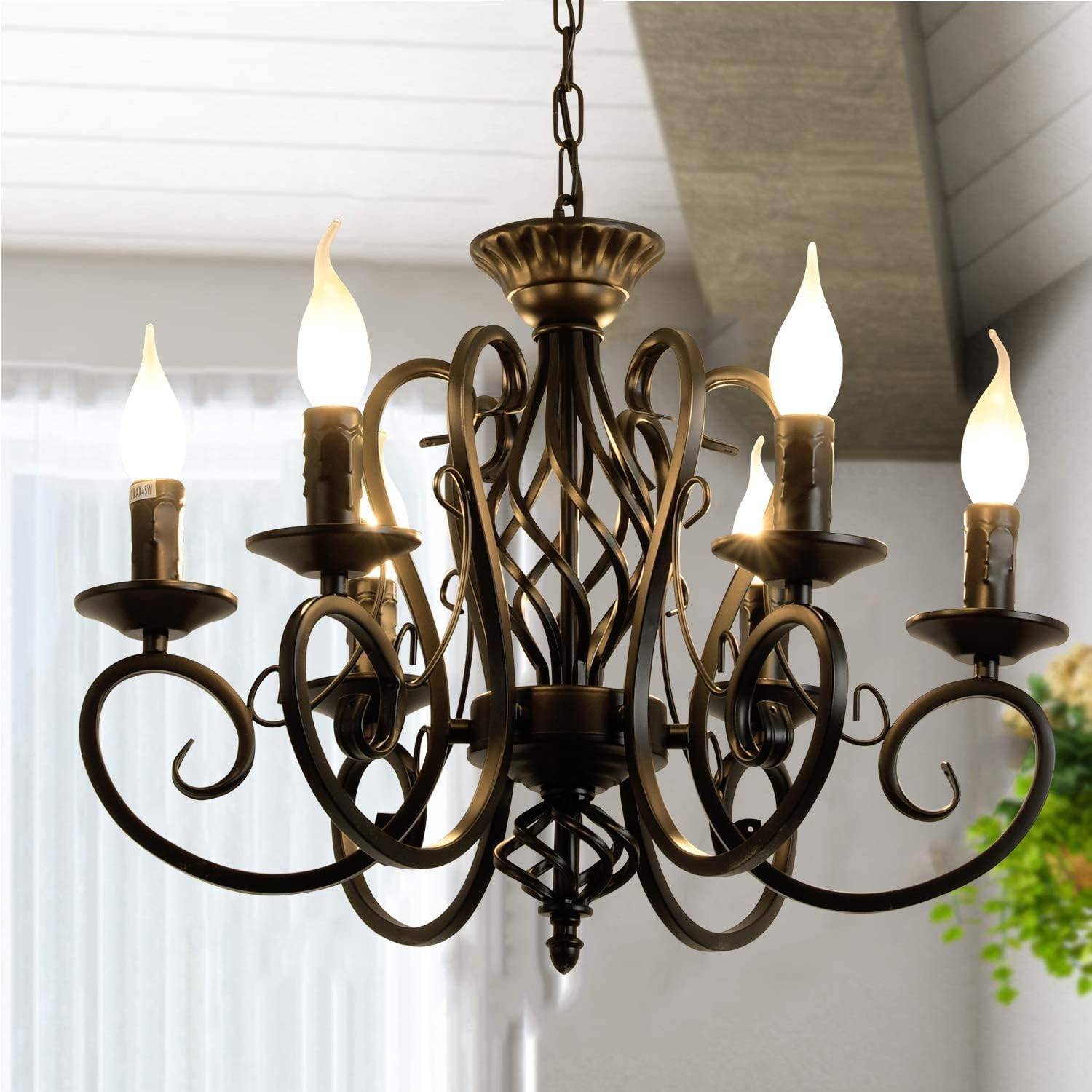 Rustic Vintage Metal Chandelier, Black: image 17