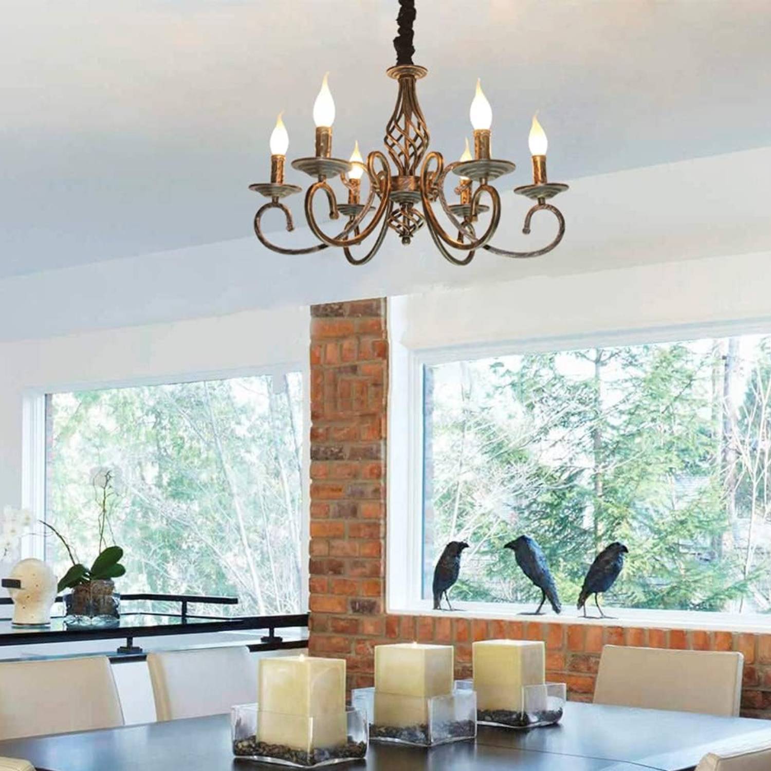 Rustic Vintage Metal Chandelier, Black: image 21