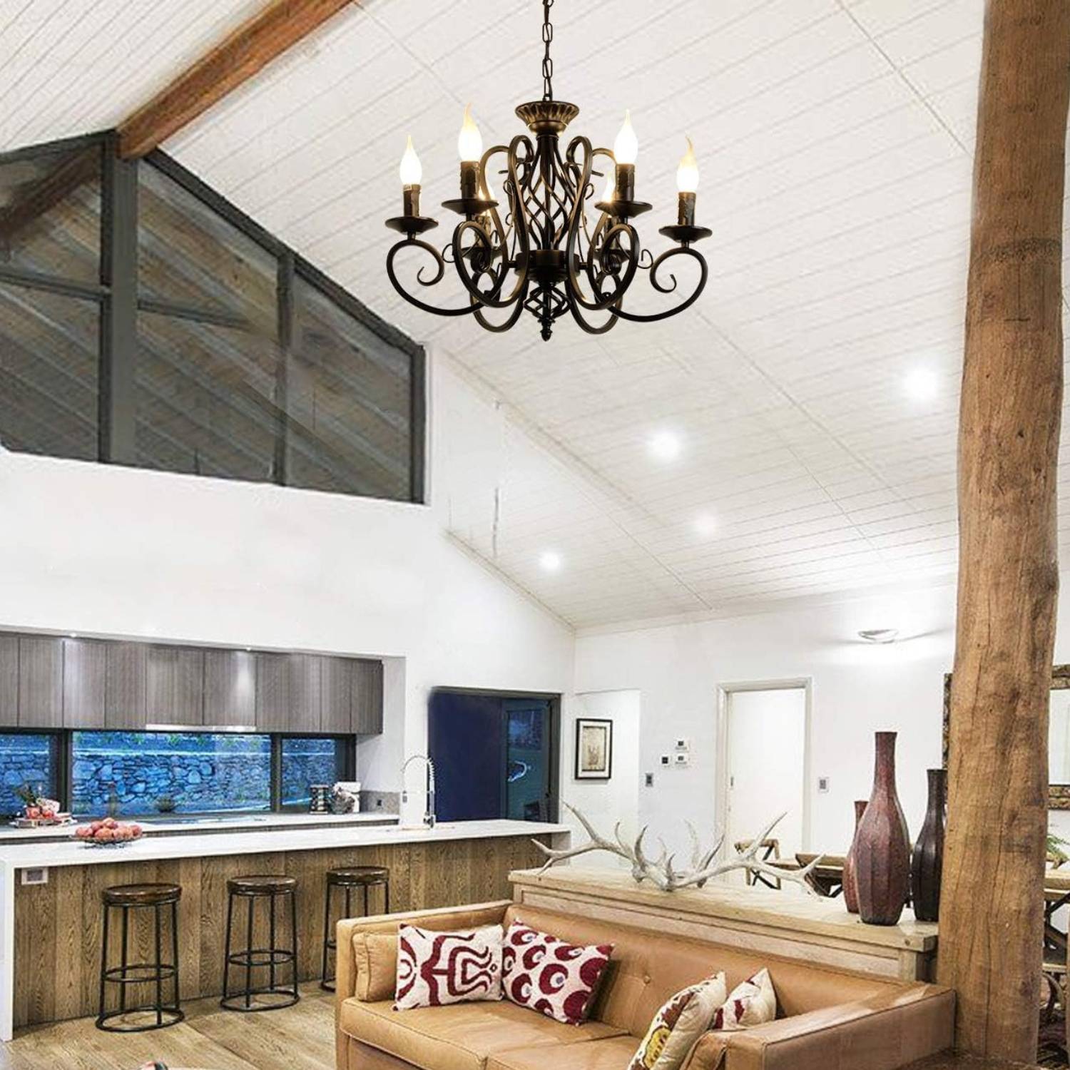 Rustic Vintage Metal Chandelier, Black: image 22